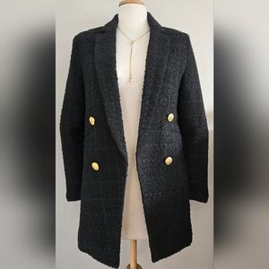 Black Bouclé Open Blazer